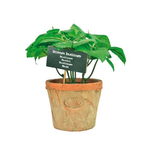 Basilic artificiel en pot - D 10,6 x H 19 cm