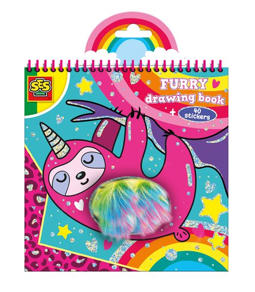 SES Creative livre de coloriage animaux avec autocollants filles multicolores