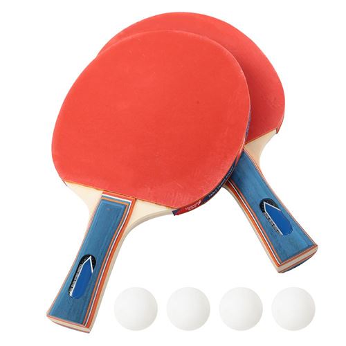 Raquette de tennis de table durable Tennis de batte Portable Ping Pong Set 2 raquettes et 4 balles