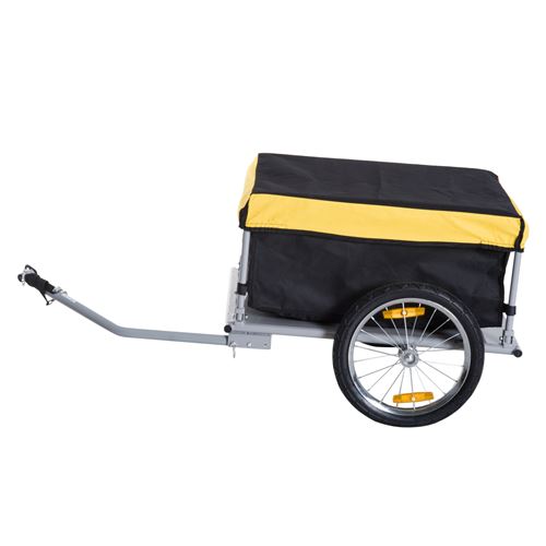 87 30 Sur Remorque De Transport Velo Cargo Barre D Attelage Incluse Housse Amovible 4 Reflecteurs Charge Max 40 Kg Noir Jaune Equipements Et Accessoires De Cyclisme Achat Prix Fnac