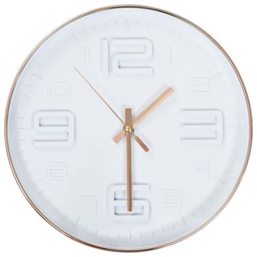 Vidaxl Blanc Horloge Murale Avec Aspect De Cuivre 30,5 Cm - Image 1