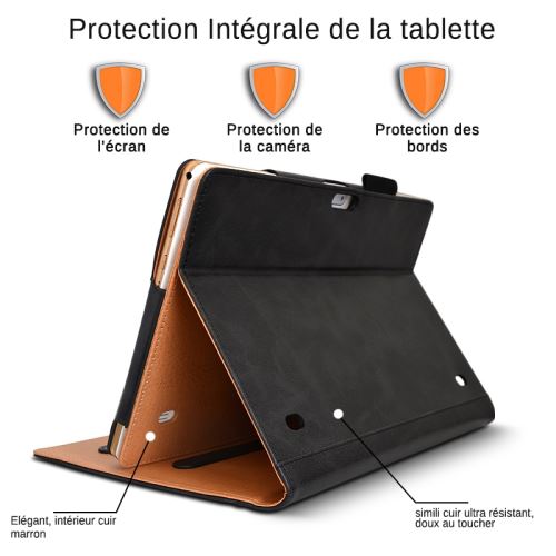Housse de protection tablette tactile 10.1 pouces universelle support cuir  noire yonis - Conforama