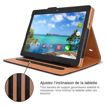 Housse de protection tablette tactile 10.1 pouces universelle support cuir  noire yonis - Conforama