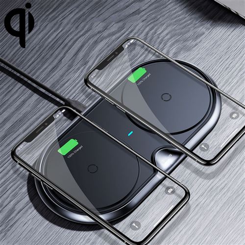 (#19) Baseus Zinc Alloy 10W Max Fast Charging Pad Dual Wireless Charger with QC 3.0 Power Adapter, UK Plug, For iPhone, Galaxy, Huawei, Xiaomi, LG, HTC and Other Smart Phones(Black/UK Plug)