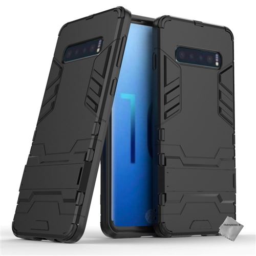 Housse etui coque rigide anti choc pour Samsung Galaxy S10 + film ecran - NOIR - htdmobiles