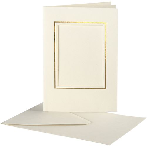 Creotime Cartes Passepartout avec enveloppe 15 cm blanc/doré