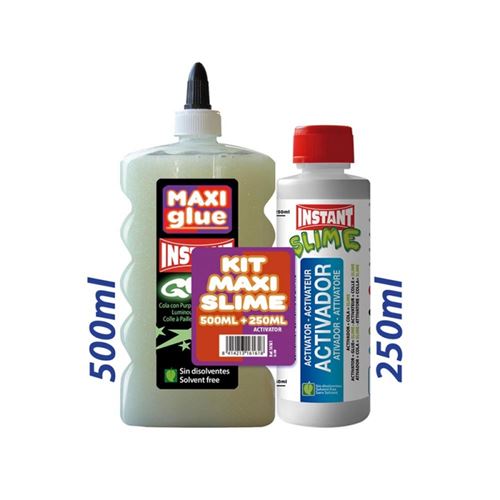 Kit Maxi Slime Colle Phosphorescente Verte 500ml + Activateur 250ml. - Instant - 16161
