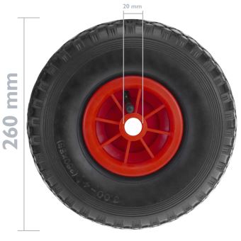 Roue de brouette pneumatique 2-pack 70 Kg 10x3 260x85 mm pour charettes  chariots et plates-formes de transport - Cablematic