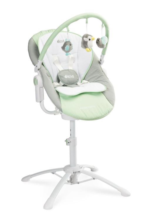 KIMMI | Chaise haute évolutive 3en1 transat + balancelle bébé/enfant 0+ jusqu'à 15 kg | Inclinable + Musique + Vibrations | Menthe