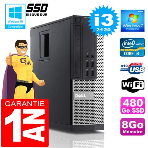 Pc dell 990 sff core i3-2120 ram 8go disque 480 go ssd wifi w7 État correct - Dell reconditionné disponible sur Fnac