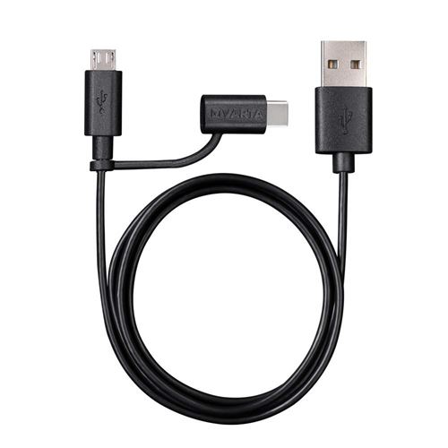 Varta 57948101401 2in1 Charge Sync Câble Micro USB/Type C Noir
