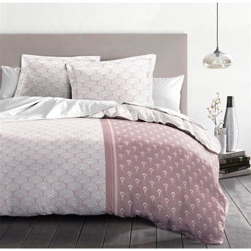home linge passion parure de couette rainbow - 1 housse de couette 240 x 260 cm + 2 taies 65 x 65 cm - blush