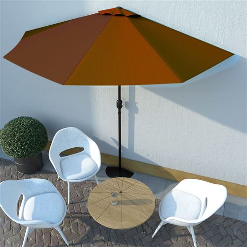 Parasol de balcon et mât en aluminium Terre cuite 300x150x253cm