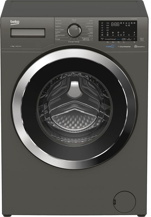 Beko Smart Wtv8833Xc1M - Machine À Laver - Largeur : 60 Cm - Profondeur : 59 Cm - Hauteur : 84 Cm - Chargement Frontal - 55 Litres - 8 Kg - 1400 Tours/Min - Gris Manhattan