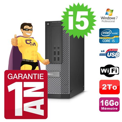 PC De Bureau Dell PC Dell Optiplex 7020 Sff Core i5-4570 3.20Ghz 16Go Disque 2To Dvd WiFi W7