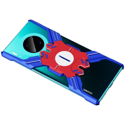 Bumper en métal creux en forme de x bleu/rouge pour votre Huawei Mate 30