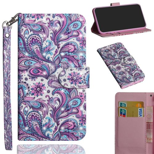 Etui en PU impression de motif de décor de spot lumineux avec support et sangle fleur paisley pour votre Apple iPhone 12 Pro Max 6.7 pouces