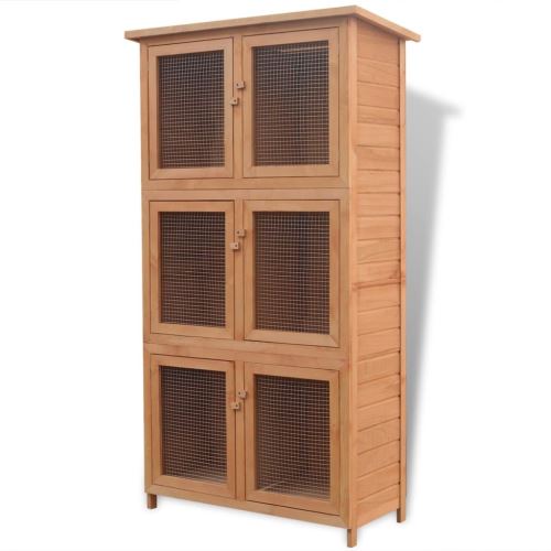 Tidyard Cage pour Animaux Cage pour Lapin 3 Etages 6 Compartiments en Bois