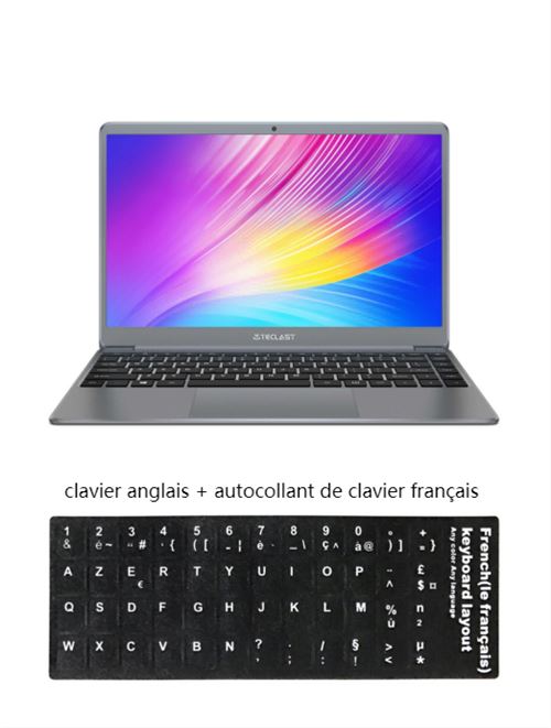 PC Portable Teclast F7 PLUS - 256Go SSD - 8Go RAM - Windows 10 - 14.1'' - Clavier Rétro anglais+ Autocollant de clavier français - Gris