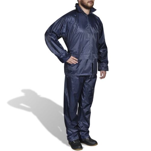 Regenpak 2-delig met capuchon (heren / marineblauw / maat L)