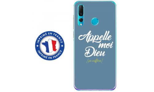 Coque souple pour Huawei P Smart (2019) avec impression Motifs Appelle moi Dieu bleu