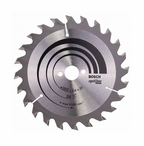 Lame De Scie Circulaire 165 X 30 X 2,6Mm Optiline Wood pour Le Bois 24 Dents - Bosch - 2608640602
