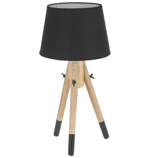 Lampe de chevet - 49 cm - Bois - Noir