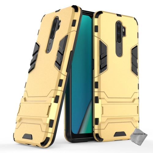 Housse etui coque rigide anti choc pour Oppo A9 (2020) avec verre trempe - OR