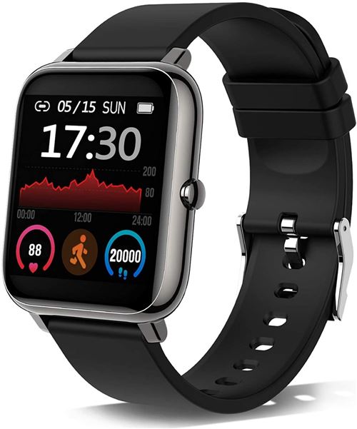 DonertonMontre Connectée Mixte - 1,4 Pouces - Moniteur de fréquence Cardiaque, Podometre, Calories, Sommeil, Chronometre