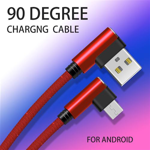 Cable Fast Charge 90 degres Micro USB pour SAMSUNG Galaxy J5 2016 Smartphone Android Connecteur Recharge Chargeur Universel (ROUGE)