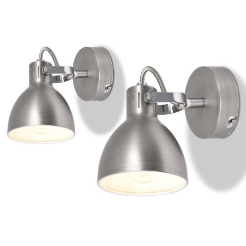 vidaXL Wandlampen voor 2 peertjes E14 grijs 2 st