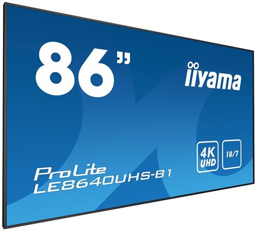 iiyama LE8640UHS-B1 86 LED 4K Ultra HD affichage de messages - Affichages de messages (2,18 m (86), LED, 3840 x 2160 pixels, 410 cd/m², 4K Ultra HD, 8 ms)