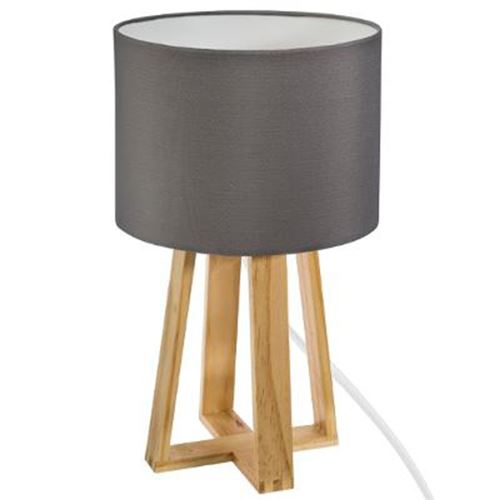 Lampe à Poser en Bois Scandinave 35cm Gris