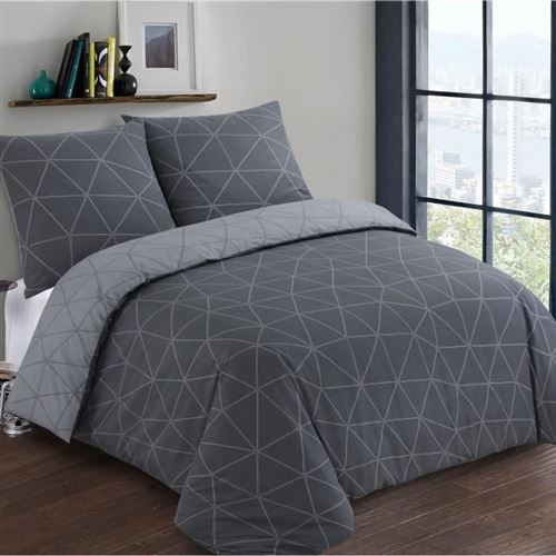 VISION Parure de couette 100% Coton HUGO Anthracite 200x200cm