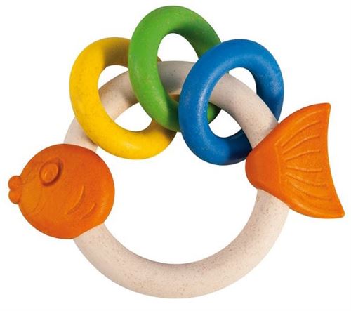 Anbac Toys poisson hochet junior 11 cm bois clair/orange