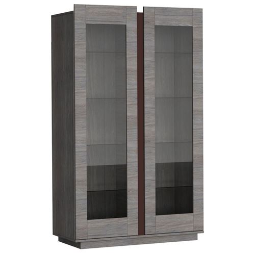 Paris Prix - Vitrine Design 2 Portes sodam 202cm Frêne Foncé