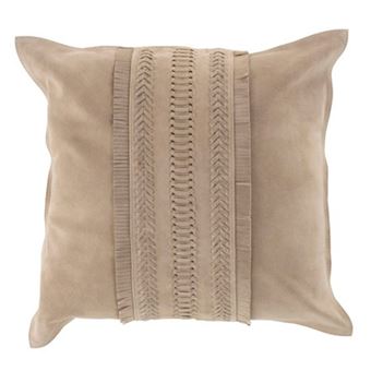 Coussin Déco Carré Cuir "India" 45x45cm Gris Clair - 1