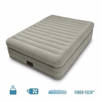Lit gonflable Intex Prime Confort Fiber Tech 2 places Gris
