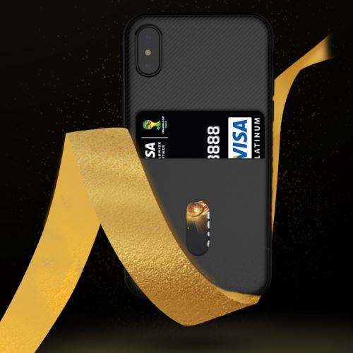 iPhone X Coque Protection Plastique Noir Porte Carte ALS48173