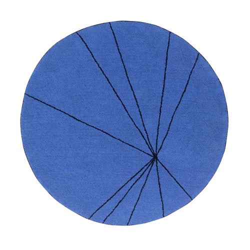 Tapis géométrique rond bleu royal trace lorena canals