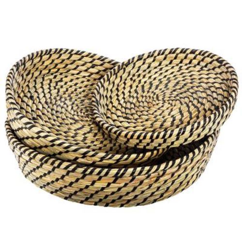 Set de 3 Plateaux Seagrass 37cm Noir