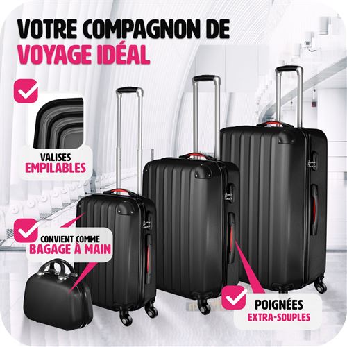 MONZANA® Set de 5 valises Noir Trolley souple Set de sacs de