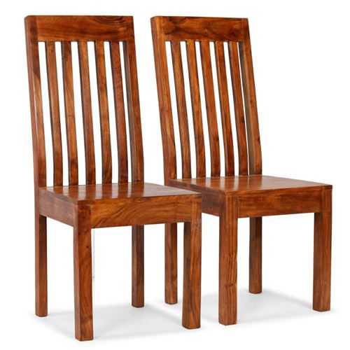 vidaXL Chaise de salle à manger 2 pcs Bois massif avec finition Sesham