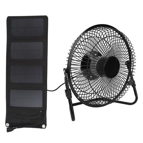 Ventilateur 8W Solaire USB Noir
