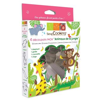 ScrapCooking 2055 Animaux de la Jungle Lot de 4 Découpoirs Inox Argent 21 x 16 x 2,7 cm