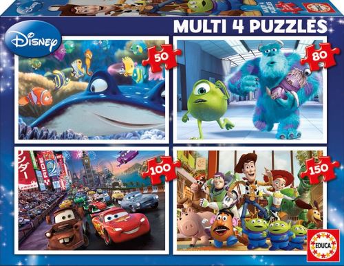 4 puzzles disney - cars - toy story - monstres et cie et nemo 50 - 80 - 100 - 150 pieces educa