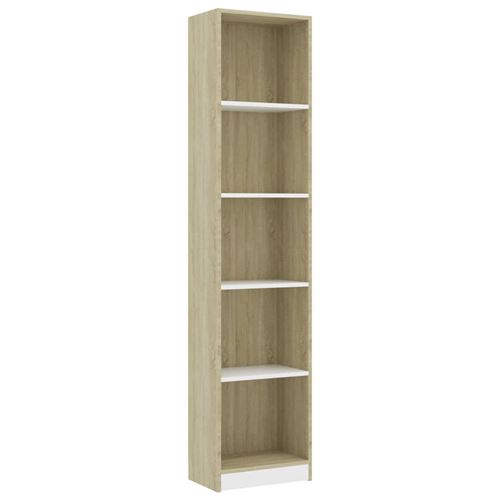 vidaXL Bibliothèque à 5 niveaux Blanc et chêne sonoma 40x24x175 cm Aggloméré