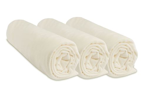 Lot de 3 draps housse jersey coton - 50x100 Couleur - Ecru