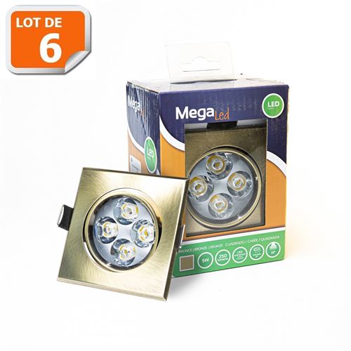 Lot 6 Spots encastrables LED amovibles Bronze 5W - Equivalent 50W - Mega Led CLISB50W