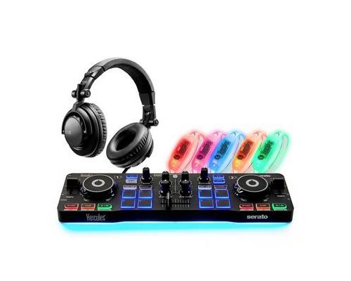Hercules DJ Party Set – Contrôleur DJControl Starlight – Casque HDP DJ45 - Bracelets Lumineux Réactifs